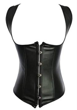 KUOSE Damen Unterbrust Korsett Taillen Gothic Leder Corsage Schwarz Übergrößen S-6XL (38-40, Schwarz) von KUOSE