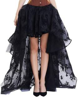 KUOSE Damen Victorian Abendkleider Chiffon Steampunk Rock Schwarz Übergrößen S-6XL von KUOSE