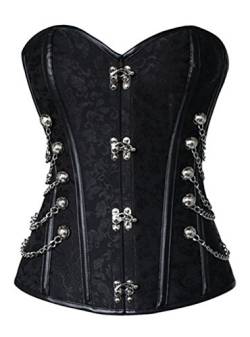 KUOSE Damen Vollbrust Faux Leder Steampunk Corsage Korsett Übergrößen S-6XL, Schwarz, 3XL(Eur42-44) von KUOSE