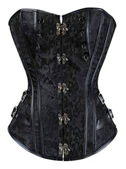 KUOSE Damen Vollbrust Faux Leder Steampunk Corsage Korsett Übergrößen S-6XL, Schwarz-2, M(Eur34-36) von KUOSE