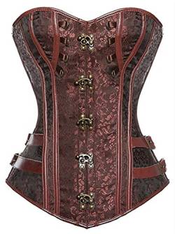 KUOSE Damen Vollbrust Faux Leder Steampunk Corsage Korsett Übergrößen S-6XL von KUOSE