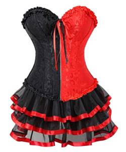 KUOSE Moulin Rouge Gothic Corsagenkleid Korsett Spitenrock Übergrößen S-6XL von KUOSE