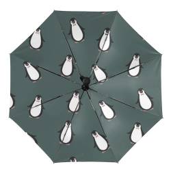 KUPTYEZR Starker Automatik Regenschirm Pinguin Muster Regenschirm Faltschirm für Regen Sonne Männer Frauen, Pinguin-Muster, Einheitsgröße von KUPTYEZR