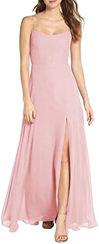 KURFACE Chiffon Trauzeugin Kleider für Junioren A-Linie lang formell Abend Maxi Ballkleid Schleife zurück, petal pink, 36 von KURFACE