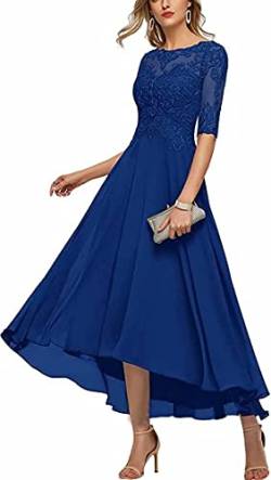 KURFACE Spitzen-Applikation, Mutter der Braut, Bräutigam-Kleid für Damen, A-Linie, halbe Ärmel, Abschlussball, Abendpartykleider, königsblau, 38 von KURFACE