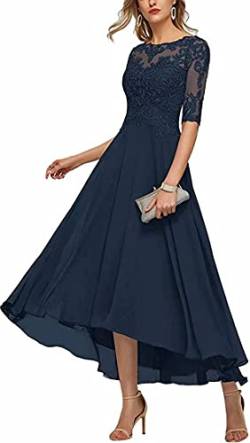 KURFACE Spitzenapplikation Mutter der Braut Bräutigam Kleid für Frauen A-Linie halbe Ärmel Abschlussball Abend Party Kleider, marineblau, 42 von KURFACE