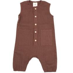 KURT KIDS Bodysuit aus Leinen Bio Baumwolle Bekleidung Boho Vintage Newborn bis 2 Jahre Babykleidung Baby Jungen Kleidung Outfit (Braun, 12-18 Monate) von KURT KIDS