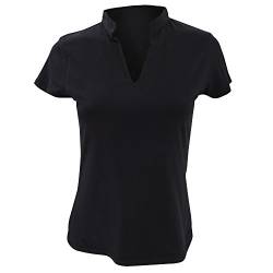 KUSTOM KIT Corporate Damen Kurzarm Shirt mit V-Ausschnitt (DE 38-40) (Schwarz) von KUSTOM KIT