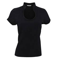 KUSTOM KIT Damen T-Shirt/Oberteil mit Schlüsselloch-Ausschnitt, Kurzarm (46/48) (Schwarz) von KUSTOM KIT