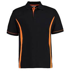 KUSTOM KIT Scottsdale Herren Polo-Shirt, Kurzarm (Large) (Schwarz/Orange) von KUSTOM KIT