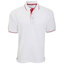 KUSTOM KIT St.Mellion Herren Polo-Shirt, Kurzarm (L) (WeiÃŸ/Hellrot) von KUSTOM KIT