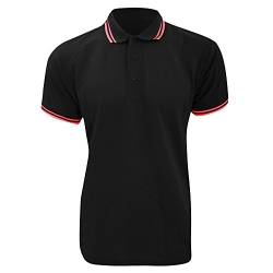 KUSTOM KIT Tipped Herren Piqué Polo-Shirt, Kurzarm (S) (Schwarz/Rot) von KUSTOM KIT