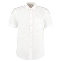 Kustom Kit Herren Regular Fit Businesshemd Short Sleeve Classic Fit, weiß, 45 (Herstellergröße: 45) von KUSTOM KIT