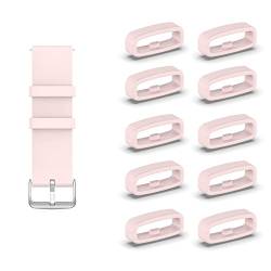 KUTEWEU 10 Stück Silikon Armbänder Schlaufe,Ersatzband Band Loops, Armband Schlaufe,Uhrenarmband Halter Keeper Verschlussring Ersatz Schlaufen für Watch armband (22mm, Rosa) von KUTEWEU