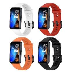 KUTEWEU Armbänder Kompatibel mit Huawei Band 8, Silikon uhrenarmbänder Ersatzarmband Verstellbares Armband Bracelet Uhrenarmband für Huawei Band 8 Smartband Zubehör (Weiß+Rot+Orange+Schwarz) von KUTEWEU