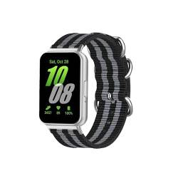 KUTEWEU Armbänder Kompatibel mit Samsung Galaxy Fit 3 SM-R390, Damen Elastisches Verstellbares Nylon Ersatzarmband, Herren Sport Geflochtenes Uhrenarmband für Samsung Galaxy Fit 3 R390 (Schwarz Grau) von KUTEWEU