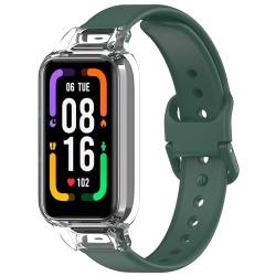 KUTEWEU Armband für Xiaomi Redmi Band Pro, Verstellbares Silikon Ersatzarmband für Männer und Frauen, Sport Wrist Armband con Hülle für Xiaomi Redmi Band Pro Smartwatch (Clear Weiß+Dunkelgrün) von KUTEWEU