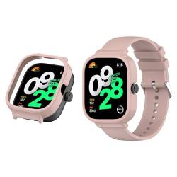 KUTEWEU Armband für Xiaomi Remdi Watch 4, Verstellbares Silikon Ersatzarmband für Männer und Frauen, Sport Wrist Armband con Hülle für Xiaomi Remdi Watch 4 Smartwatch (Rosa) von KUTEWEU