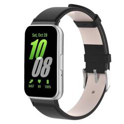 KUTEWEU Leder Armband Kompatibel mit Samsung Galaxy Fit 3 SM-R390, Damen Herren Ersatzarmband, Ersatz Uhrenarmband Leder Armband für Galaxy Fit 3 R390 Fitness Tracker (Schwarz) von KUTEWEU