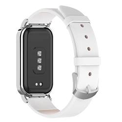 KUTEWEU Leder Armband Kompatibel mit Xiaomi Band 8 Active, Ersatz Uhrenarmband Weich PU Leder Armband für Xiaomi Band 8 Active - Damen Herren Ersatzarmband (Weiß) von KUTEWEU