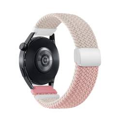 KUTEWEU Magnetbänder Armband für Huawei Watch GT2 46mm, 22mm Elastic Adjustable Nylon Armband für Huawei Watch GT/GT 3/GT3 Pro 46mm/GT2 Pro,Galaxy Watch 46mm/Galaxy Watch 3 45mm (Rosa Reis Weiß) von KUTEWEU