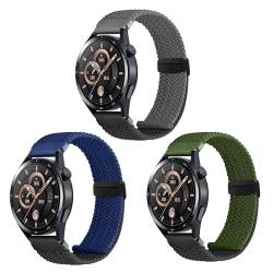 KUTEWEU Magnetbänder Armband für Huawei Watch GT3 42mm, 20mm Elastic Adjustable Nylon Armband für Huawei Watch GT2 42mm,Huawei Watch 2 Sport,Watch 2, Galaxy Watch 6 40mm 44mm (3 Stück) von KUTEWEU