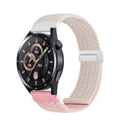 KUTEWEU Magnetbänder Armband für Huawei Watch GT3 42mm, 20mm Elastic Adjustable Nylon Armband für Huawei Watch GT2 42mm,Huawei Watch 2 Sport,Watch 2, Galaxy Watch 6 40mm 44mm (Rosa Reis Weiß) von KUTEWEU