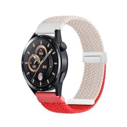 KUTEWEU Magnetbänder Armband für Huawei Watch GT3 42mm, 20mm Elastic Adjustable Nylon Armband für Huawei Watch GT2 42mm,Huawei Watch 2 Sport,Watch 2, Galaxy Watch 6 40mm 44mm (Rot Reis Weiß) von KUTEWEU