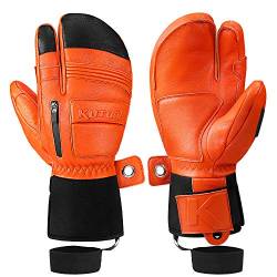 KUTOOK Skihandschuhe Herren Snowboard Handschuhe Winterhandschuhe aus Ziegeleder mit 3M Thinsulate und HIPORA-Membran Orange L von KUTOOK