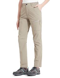 KUTOOK Trekkinghose Damen Wanderhose Kratzfest Hochelastich Wasserdicht Outdoorsport Trekking Wandern Bergsteigen,Khaki,M von KUTOOK