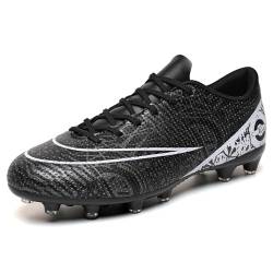 KUUK Fussballschuhe Kunstrasen Herren Hallenschuhe Fussball Turf Fußballschuhe Für Jungen Indoor AG FG TF Trainingsschuhe Outdoor (Schwarz AG 41) von KUUK