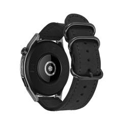 Armbänder für Amazfit Cheetah Round ArmBand, PU Weich Leder mit Schnalle Rostfreiem Stahl Armband für Amazfit Cheetah Round Armbänder für Herren Damen Armband mit Amazfit Cheetah Round (E) von KUWAI