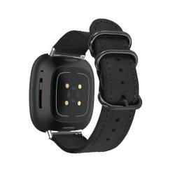 Armbänder für Fitbit Versa 4/Versa 3 ArmBand, PU Weich Leder mit Schnalle Rostfreiem Stahl Armband für Fitbit Versa 4/Versa 3 Armbänder für Herren Damen Armband mit Fitbit Versa 4/Versa 3 (A) von KUWAI