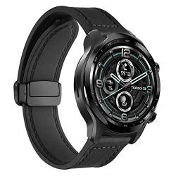 Band für TicWatch Pro 3 GPS/Pro 3 Ultra Armband Magnetisch PU Leder Silikon Armbänder mit TicWatch Pro 3 GPS/Pro 3 Ultra Leder Armband für Damen Herren Loop Band mit TicWatch Pro 3 GPS/Pro 3 Ultra (F) von KUWAI