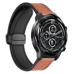 Band für TicWatch Pro 3 GPS/Pro 3 Ultra Armband Magnetisch PU Leder Silikon Armbänder mit TicWatch Pro 3 GPS/Pro 3 Ultra Leder Armband für Damen Herren Loop Band mit TicWatch Pro 3 GPS/Pro 3 Ultra (H) von KUWAI