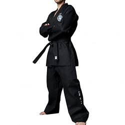 KUXUAN Schwarzer ITF Taekwondo-Anzug für Erwachsene, Bestickter Karate-Anzug Judo-Anzug für Das Judo-Training,Black-170 von KUXUAN