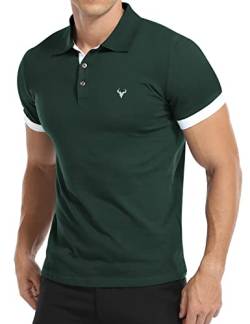KUYIGO Herren Kurzarm-Poloshirt aus frischem, atmungsaktivem Baumwoll-Premium-Stoff XL Dunkelgrün von KUYIGO