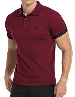 KUYIGO Herren Kurzarm-Poloshirt aus frischer atmungsaktiver Baumwolle Premium-Stoff L Weinrot von KUYIGO