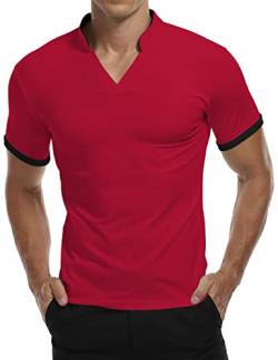 KUYIGO Herren Kurzarm T-Shirt Baumwolle Mode Lässig Sport Lauf T-Shirt S Rot von KUYIGO