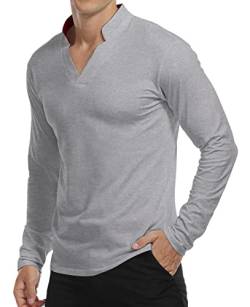 KUYIGO Herren Langarm Poloshirt Baumwolle Slim Fit Solid Basic Golf Tennis T-Shirt S-XXL von KUYIGO