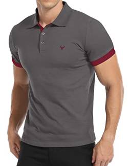 KUYIGO Herren Poloshirt Kurzarm Sportshirts Tennis Golf Basic T-Shirt S Dunkelgrau von KUYIGO