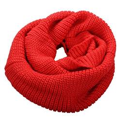 Kuyou Damen Schal Winter Rundschal Warmer Strick Loop Schal (Rot) von KUYOU