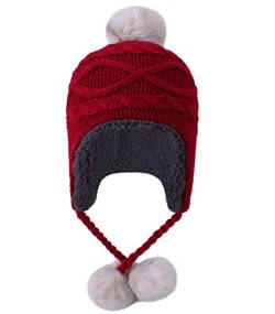 Kuyou Damen Winter Mütze Hut Ohrenschützer Trapper Warm Fellmütze (Rot) von KUYOU
