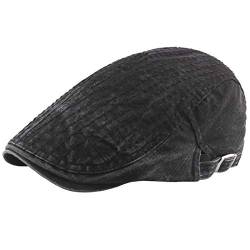 Kuyou Flatcap Gatsby Ivy Cap Schiebermütze Schirmmütze Irish Hunting Hut (Schwarz) von KUYOU