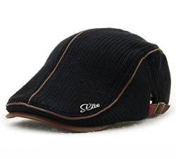 Kuyou Flatcap Schildmütze Herren Schieber sportcap Kappe Mit Schirm (Schwarz) von KUYOU