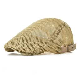 Kuyou Herren Schirmmütze Sommer Kappe Hut Schiebermütze Flatcap (Beige) von KUYOU