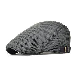 Kuyou Herren Schirmmütze Sommer Kappe Hut Schiebermütze Flatcap (Grau) von KUYOU