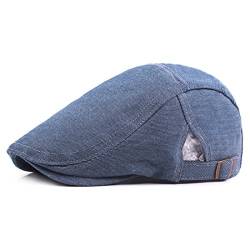 Kuyou Klassische Gatsby Flatcap Schiebermütze Jeans Schirmmütze Kappe (Blau) von KUYOU
