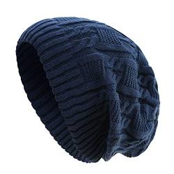 Kuyou Long Slouch Beanie Damen Warm Winter Strickmütze (Navy) von KUYOU