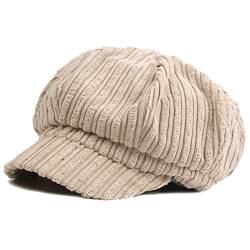 Kuyou Schirmmütze Warme Barett Mütze mit Schild Damen Winter Kappe Hut (Beige) von KUYOU